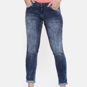 HERENOW Women Blue Slim Fit Mid-Rise Clean Look Stretchable Jeans