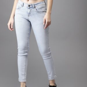 HERENOW Women Blue Skinny Fit Mid-Rise Cropped Clean Look Stretchable Jeans