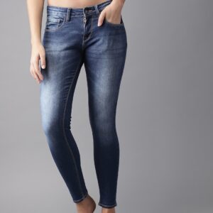 HERENOW Women Blue Skinny Fit Mid-Rise Clean Look Stretchable Jeans