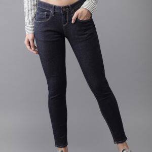 HERENOW Women Blue Skinny Fit Mid-Rise Clean Look Stretchable Jeans