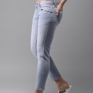 HERENOW Women Blue Ankle Skinny Fit Mid-Rise Clean Look Stretchable Cropped Jeans