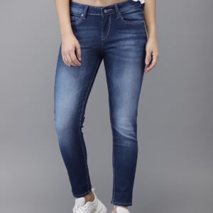 HERENOW Women Blue Ankle Skinny Fit Mid-Rise Clean Look Stretchable Jeans