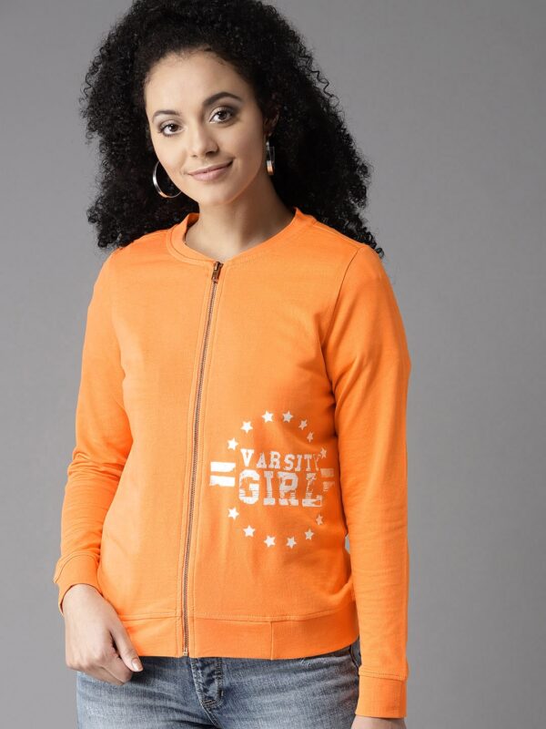 HERENOW Women Orange Solid Sweatshirt