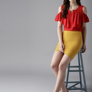 HERENOW Women Red Layered Solid Top