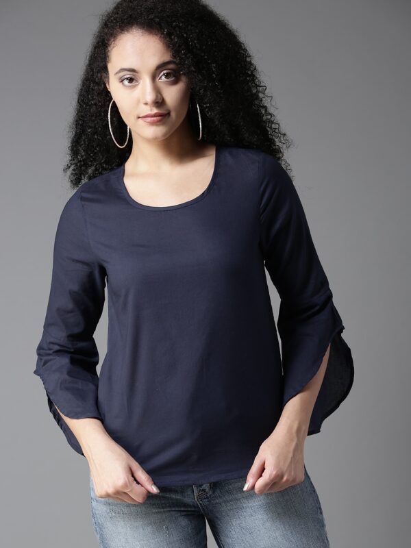 HERENOW Women Navy Blue Solid Top