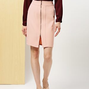 her by invictus Women Peach-Coloured Solid Pencil Skirt