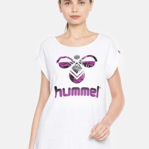 hummel Women White Printed Round Neck T-shirt