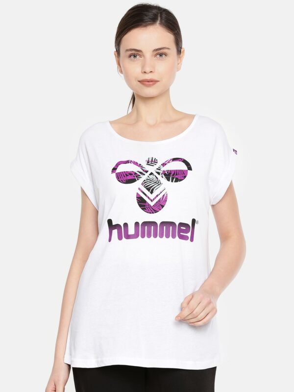 hummel Women White Printed Round Neck T-shirt