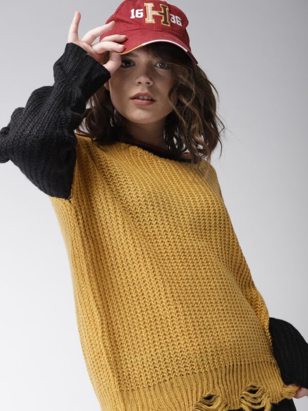 Harvard Women Mustard Solid Pullover