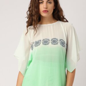 IndusDiva Infusions Women Green Dyed Boxy Top