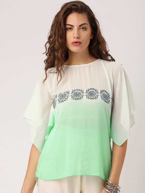 IndusDiva Infusions Women Green Dyed Boxy Top