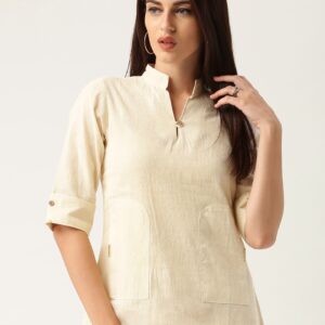 IndusDiva Mumbai Khadi Off-White Top