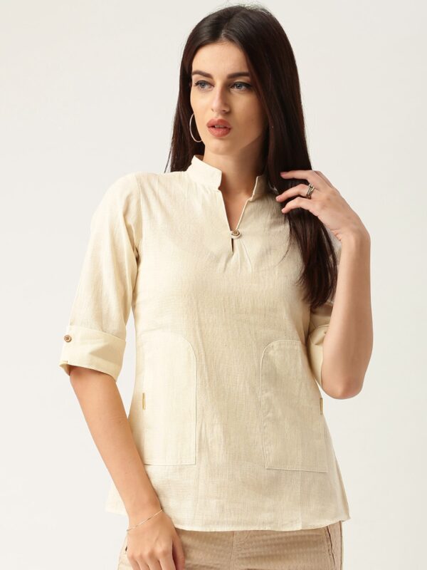 IndusDiva Mumbai Khadi Off-White Top