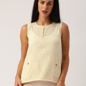 IndusDiva Mumbai Khadi Beige Top