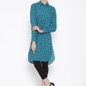 IZABEL LONDON by Pantaloons Blue Polyester Printed Tunic