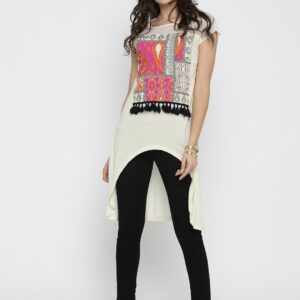 IZABEL LONDON by Pantaloons Off-White Printed High-Low Tunic