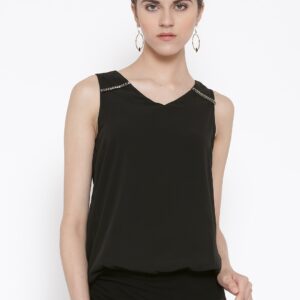 IZABEL LONDON by Pantaloons Women Black Blouson Top