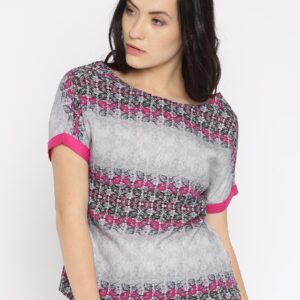 IZABEL LONDON by Pantaloons Women Grey Printed Top