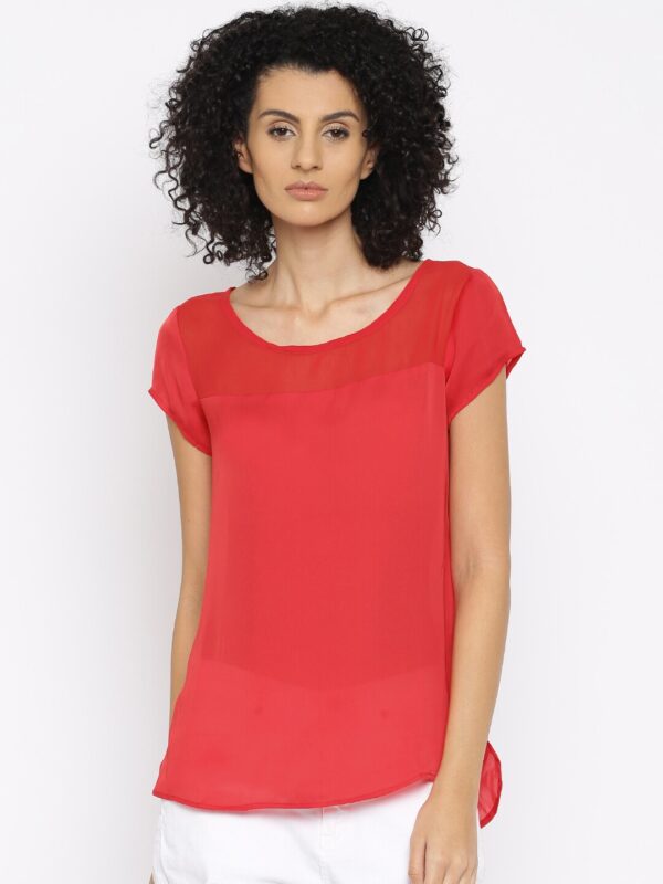 IZABEL LONDON by Pantaloons Women Red Sheer Top