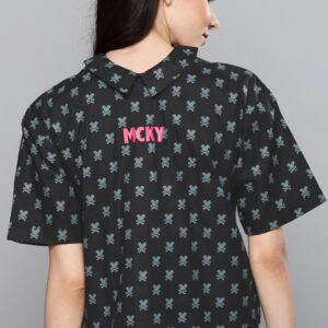 Kook N Keech Disney Women Black Regular Fit Printed Casual Shirt