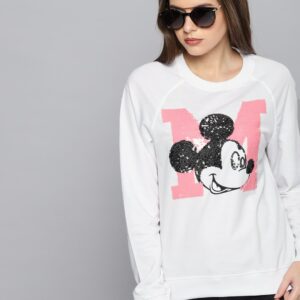 Kook N Keech Disney Women White Embellished Sweatshirt