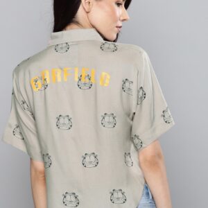 Kook N Keech Garfield Women Grey Regular Fit Printed Casual Shirt