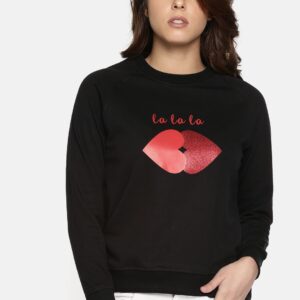 Kook N Keech Women Black Printed Sweatshirt