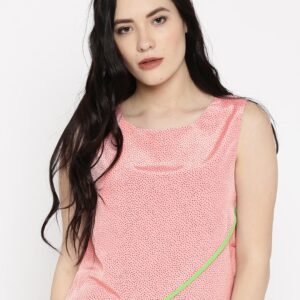 Kook N Keech Women Peach-Coloured Printed Overlapping Top