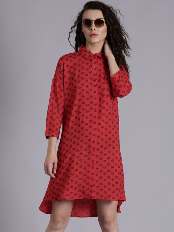 Kook N Keech Marvel Women Red Printed Shirt Dress