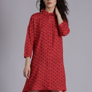 Kook N Keech Marvel Women Red Printed Shirt Dress