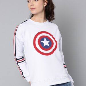 Kook N Keech Marvel Women White  Red Printed Sweatshirt