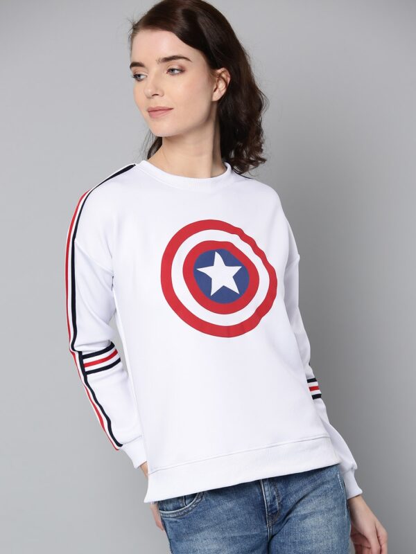 Kook N Keech Marvel Women White  Red Printed Sweatshirt