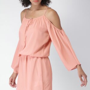 Love Genration Women Peach Solid A-Line Dress