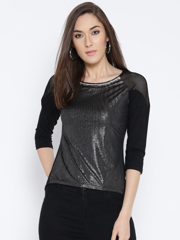 Madame Women Black Printed Top