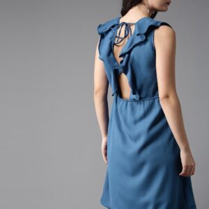 Moda Rapido Women Blue Solid A-Line Dress