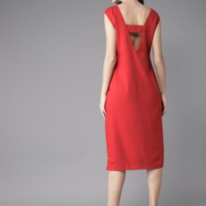 Moda Rapido Women Red Solid Midi Sheath Dress