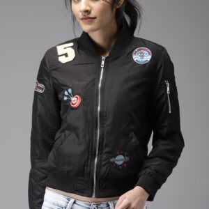 Moda Rapido Women Black Solid Bomber