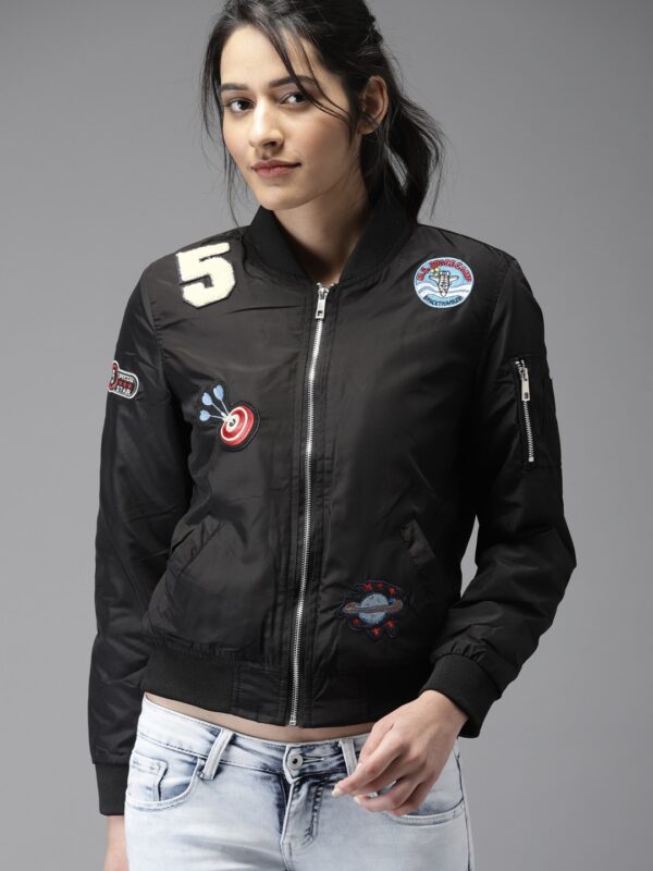 Moda Rapido Women Black Solid Bomber