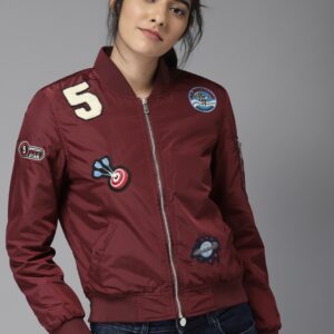 Moda Rapido Women Maroon Solid Bomber