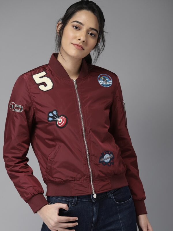 Moda Rapido Women Maroon Solid Bomber