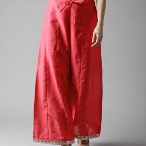 Moda Rapido Women Pink Hem Design Wide Leg Palazzos