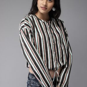 Moda Rapido Women Multicolored Striped Shirt Style Top