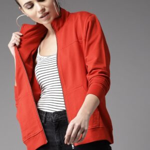 Moda Rapido Women Red Solid Sweatshirt