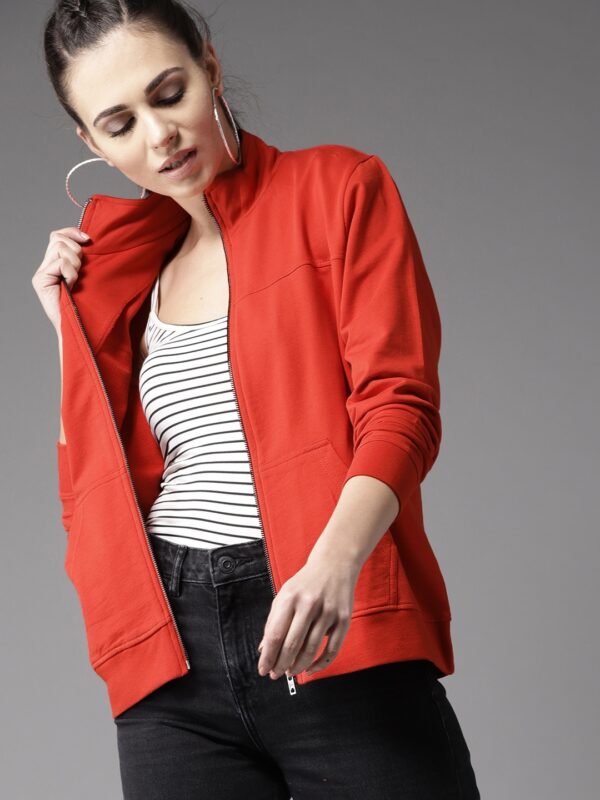 Moda Rapido Women Red Solid Sweatshirt