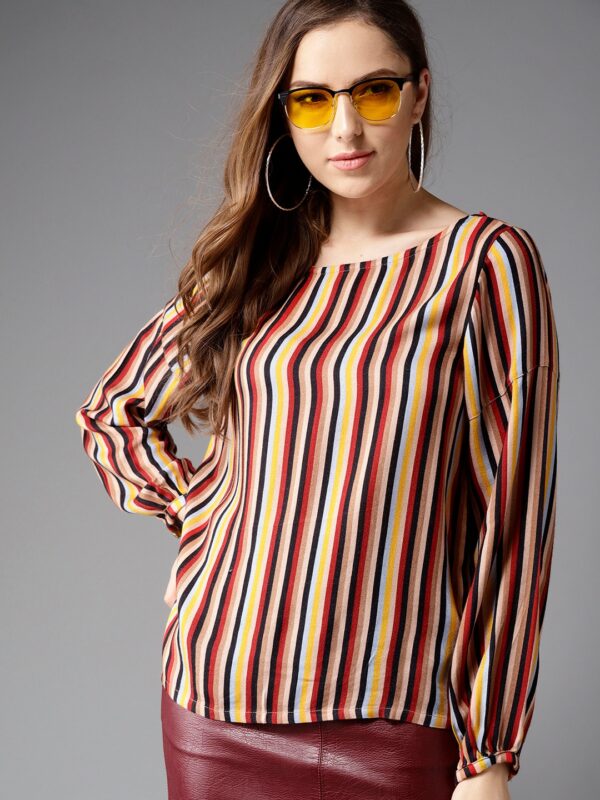 Moda Rapido Women Multicolored Striped Top