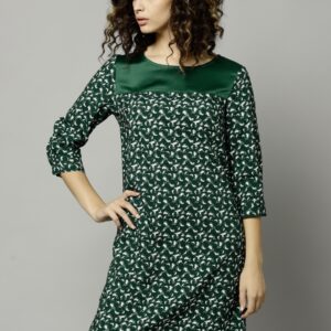 Marks  Spencer Women Green Printed A-Line Dress