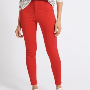 Marks  Spencer Women Red Solid Jeggings