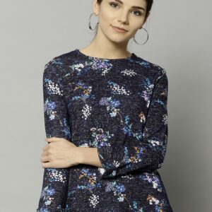 Marks  Spencer Women Navy Printed Top