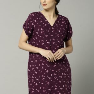 Marks  Spencer Burgundy Printed Tunic