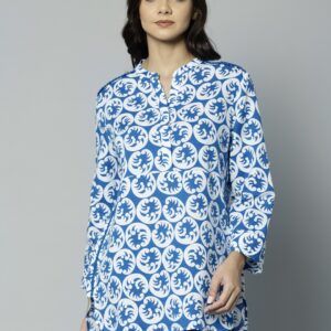 Marks  Spencer Blue  White Printed Tunic